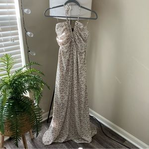 Entro Boho Tan Floral Halter Maxi Dress - NWT - S